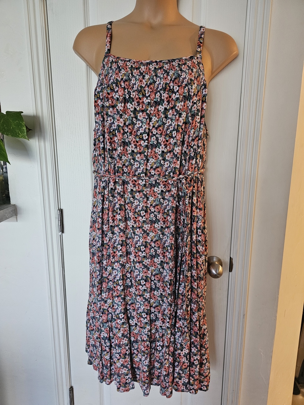 Torrid Sz 4  Pink and Black Floral Smocked Midi Dress